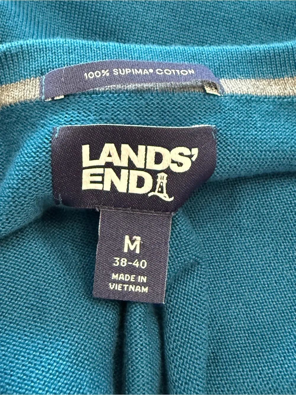 Lands' End Men’s Teal V-Neck Pullover Sweater
